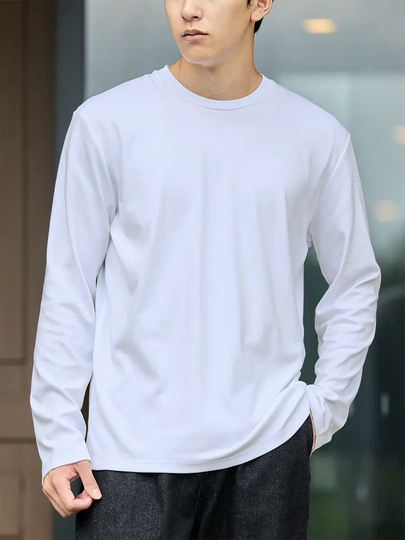 長袖 カットソー ロンＴ 白 グレー 2着セット グレージャケット×白厚手長袖Tシャツ 50代メンズ2点トップスコーデセット biz