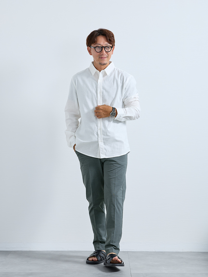 晩夏におすすめなリネンシャツコーデ