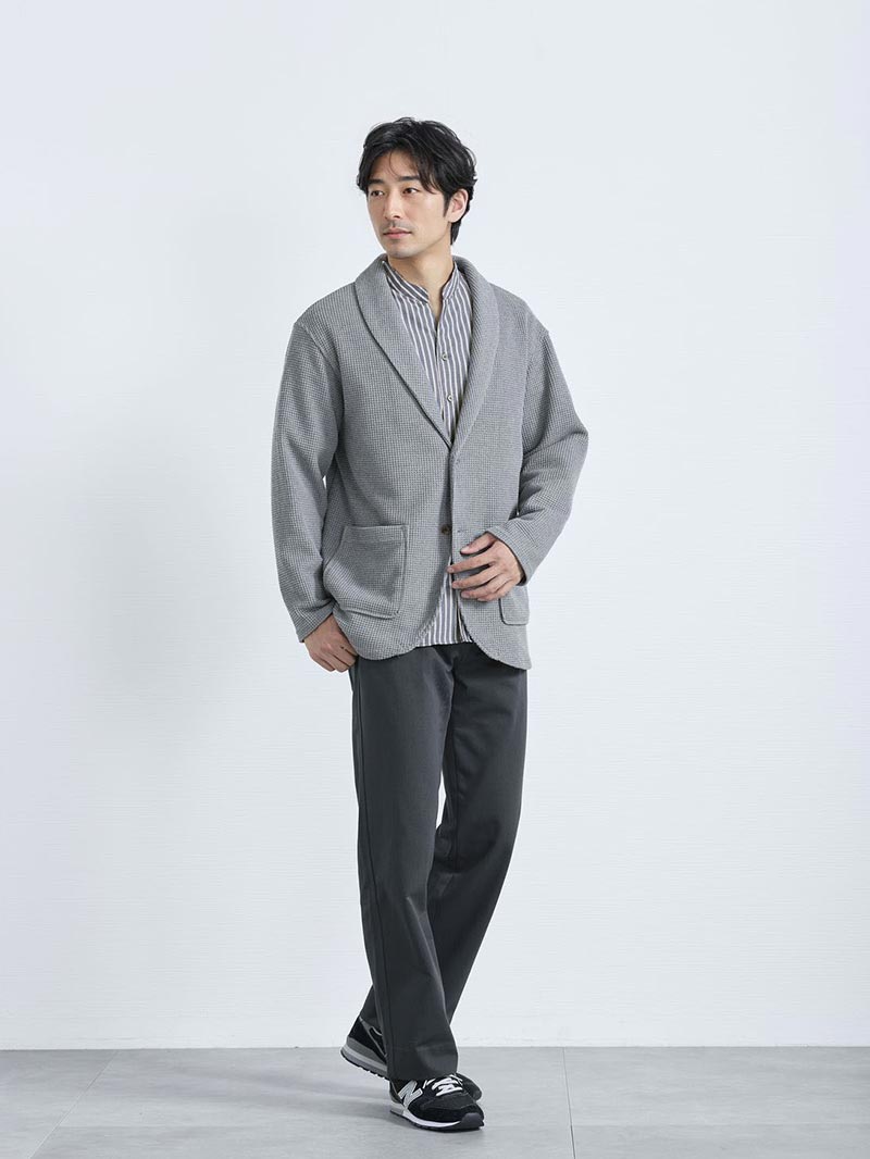 ワッフルショールカーディガン2コーデ