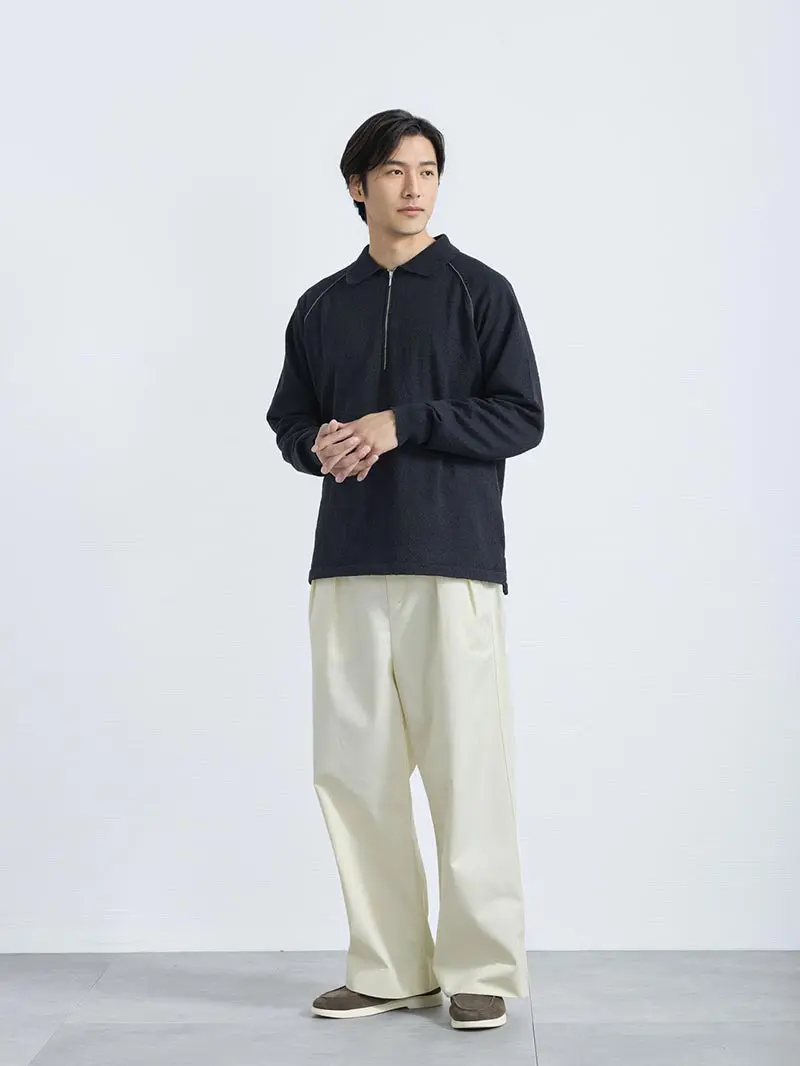 ハーフ ジップ コーデ