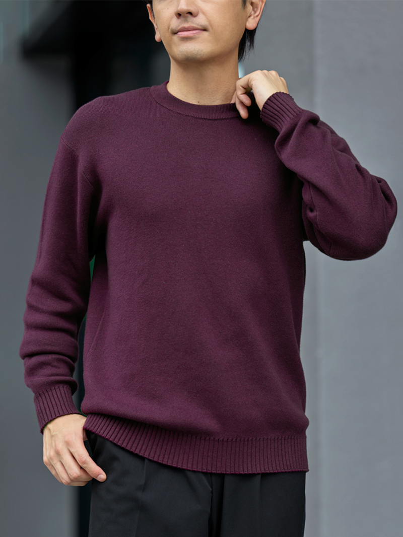 コットンカシミヤ クルーネックニット