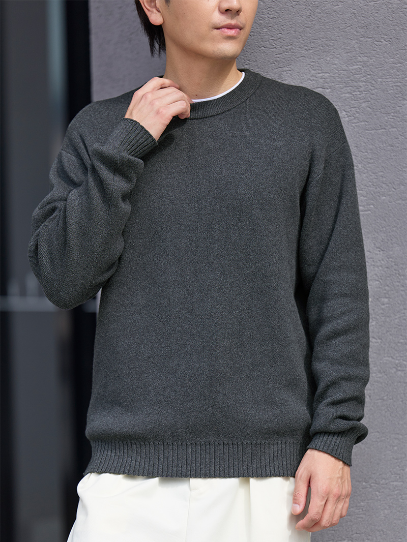 コットンカシミヤ クルーネックニット