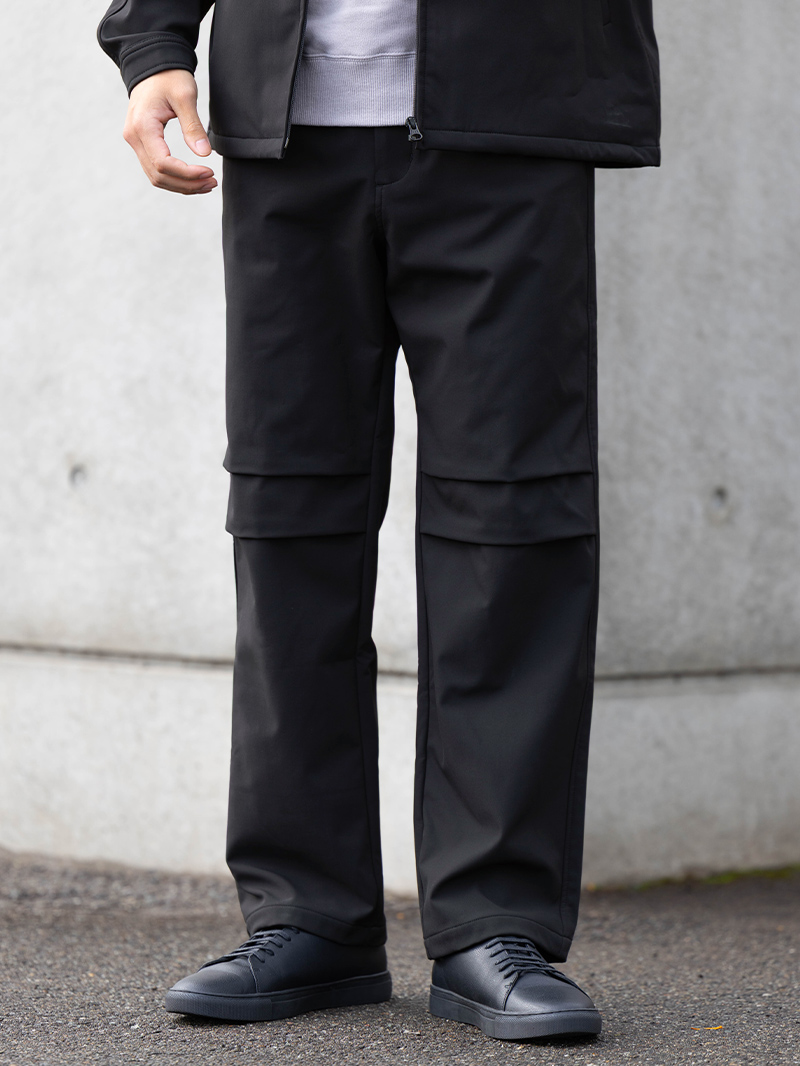裏起毛ストレートタックパンツ
