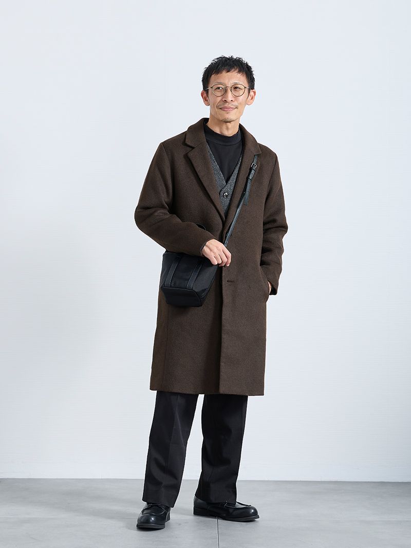 ウールメルトンチェスターコートコーデ