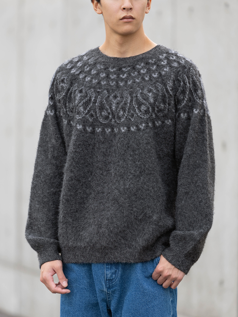 ペイズリーシャギーニット