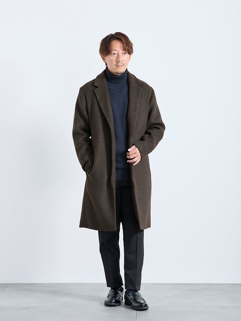 ウールメルトンチェスターコートコーデ