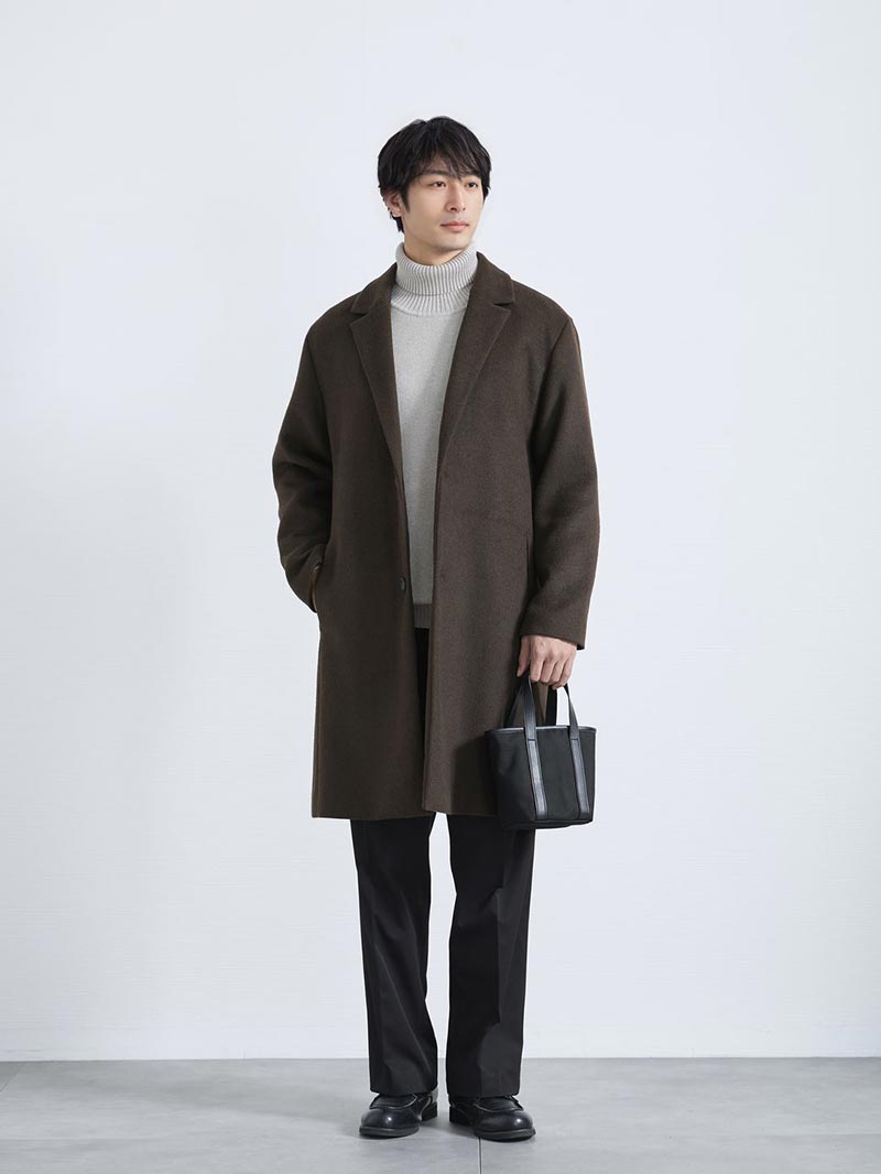 ウールメルトンチェスターコートコーデ