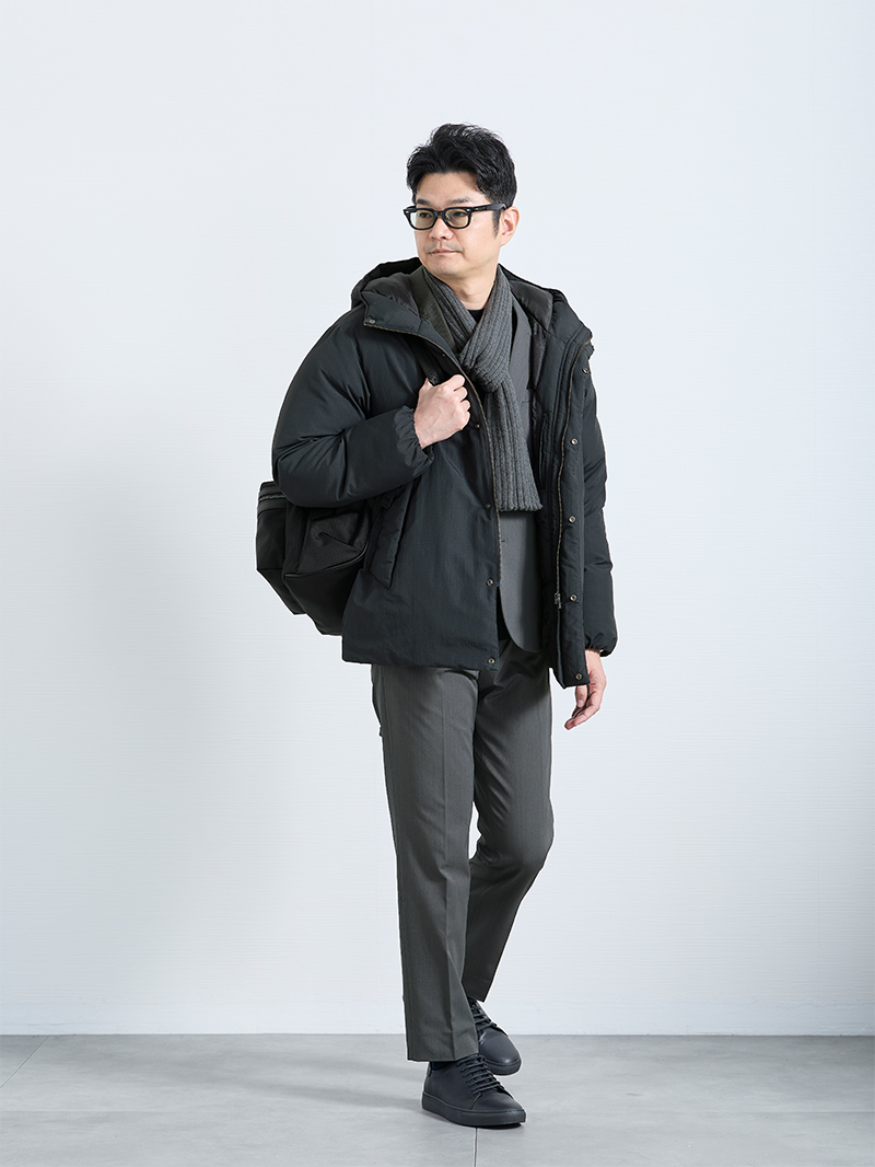 リップストップ中綿ジャケットコーデ
