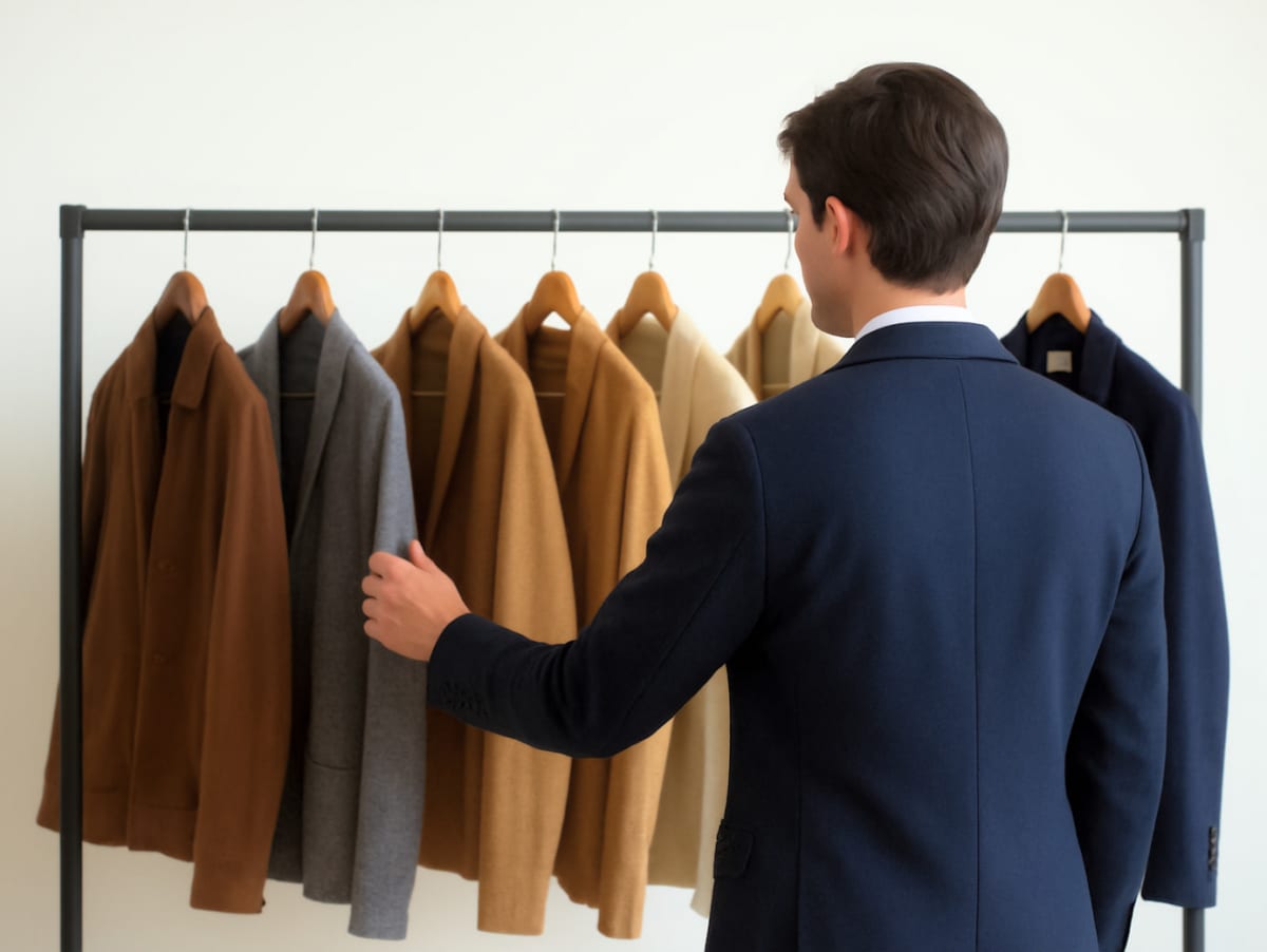 カーディガンを選ぶ男性
