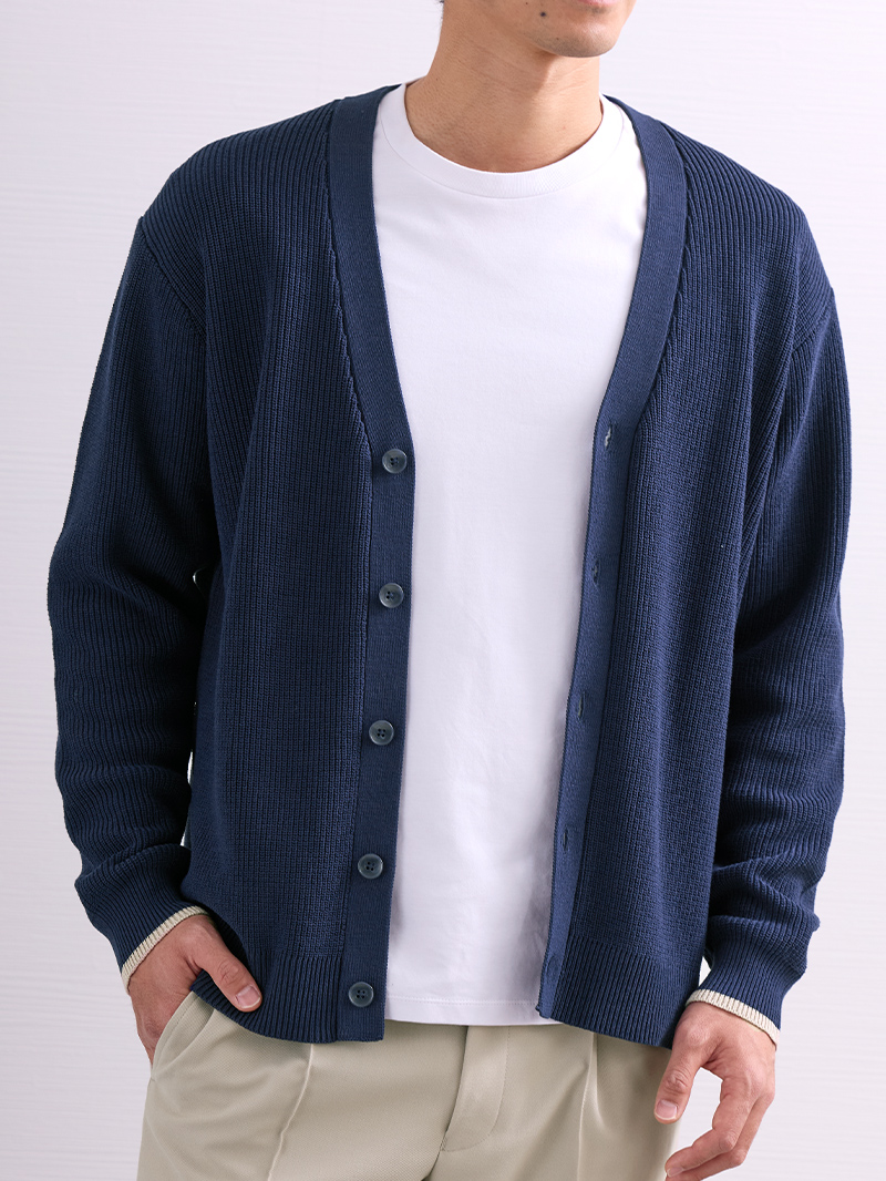 畔編みニットカーディガン