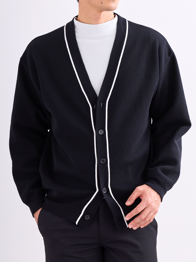 ダブルジャガードハイゲージカーディガン