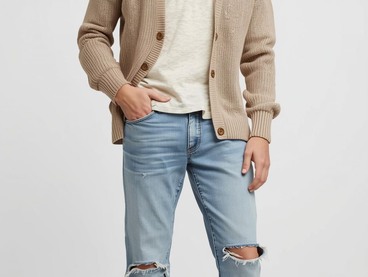 ダメージデニムを合わせたNG例