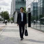 カジュアルスーツで通勤する男性（メンズカジュアルスーツの着こなし）