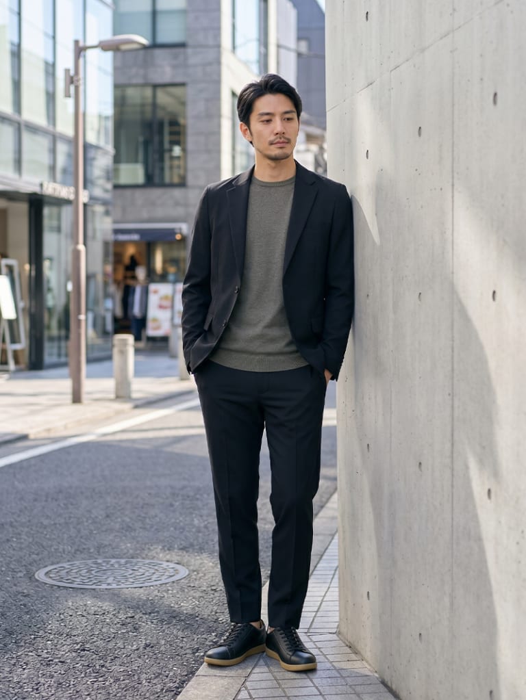 夜の食事や少し改まる日に。黒ジャケットの大人コーデ
