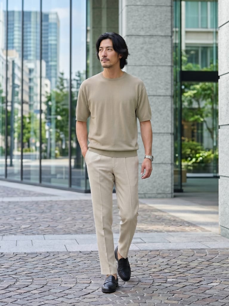 色をそろえて迷わない。休日のベージュワントーン