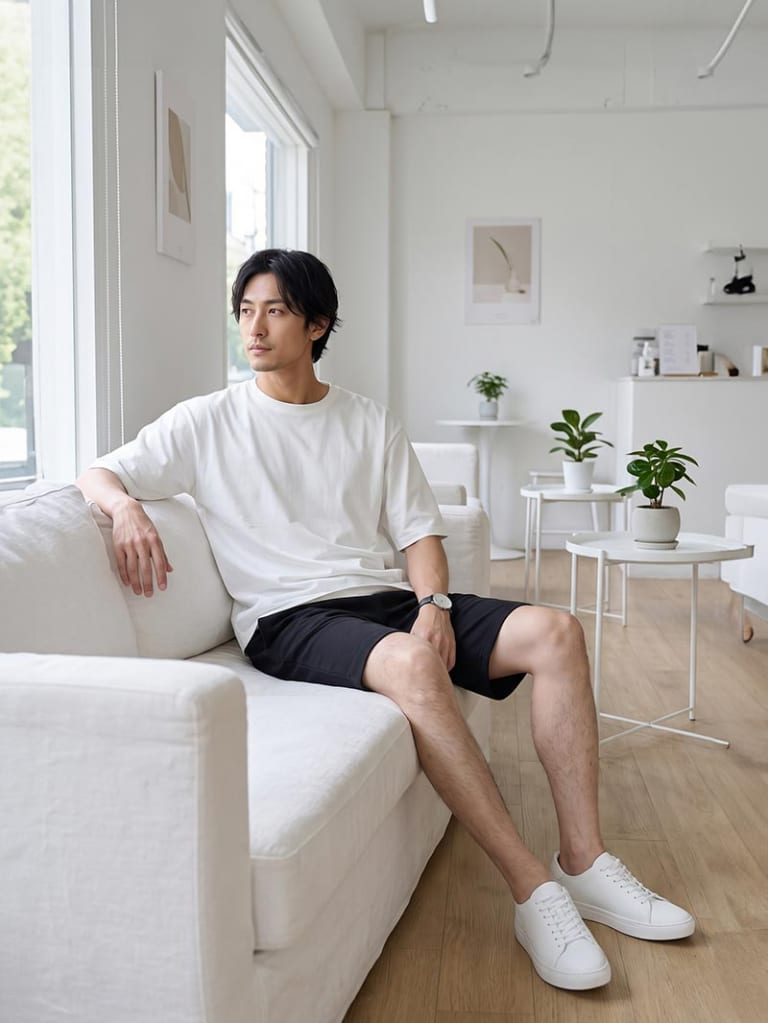 白T×黒ショーツでつくる、軽やかな休日リラックスコーデ