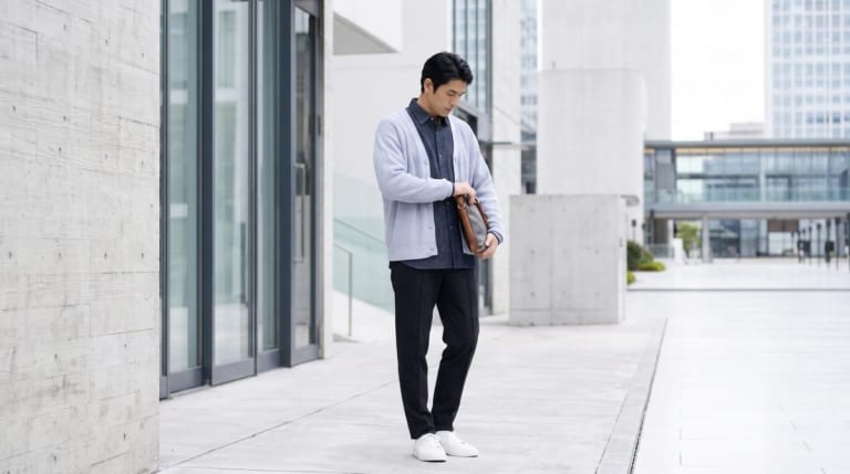 襟なしシャツ（ノーカラーシャツ）の着こなし｜メンズの選び方と合わせ方